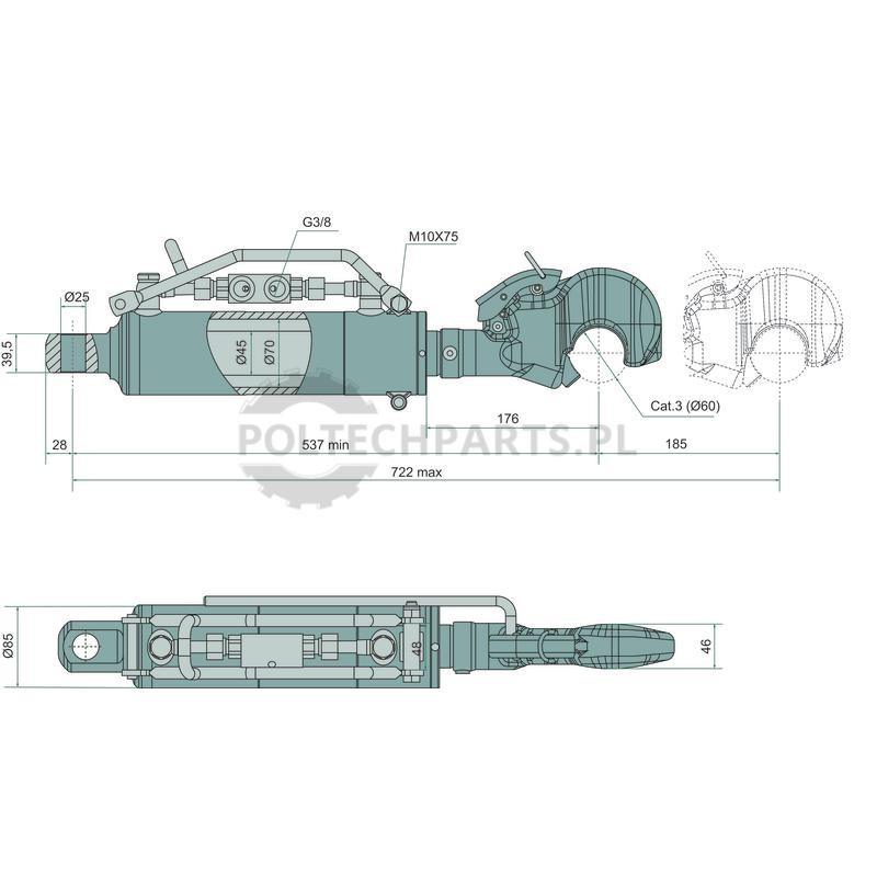 Łącznik górny hydrauliczny - 36107072 - Sklep rolniczy PoltechParts