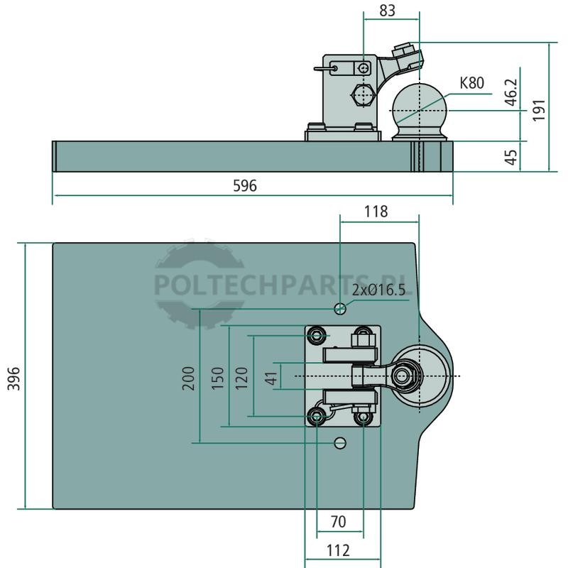 Płyta nośna K80 z konturem - 596x396x45