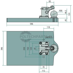 Płyta nośna K80 z konturem - 596x396x45
