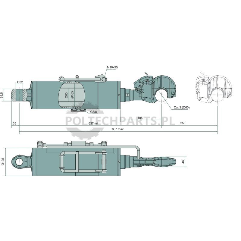 Łącznik górny hydrauliczny - 36117779 - Sklep rolniczy PoltechParts