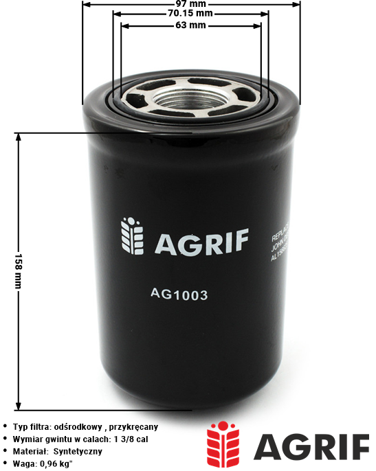 Filtr hydrauliki Agrif AG1003 — zamiennik | poltechparts.pl