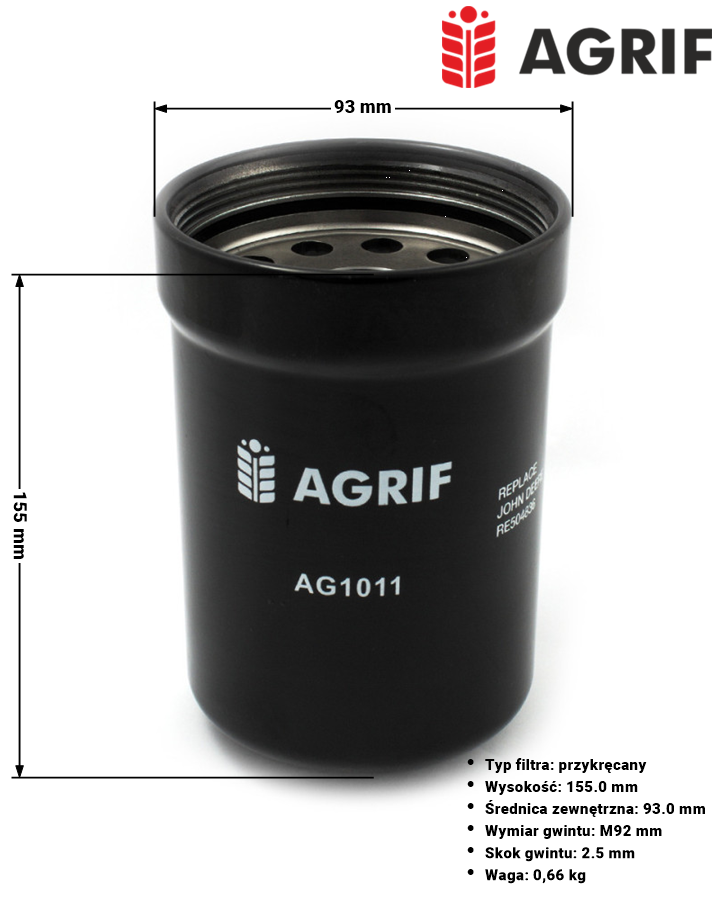 Filtr oleju silnika Agrif AG1011 — zamiennik | poltechparts.pl