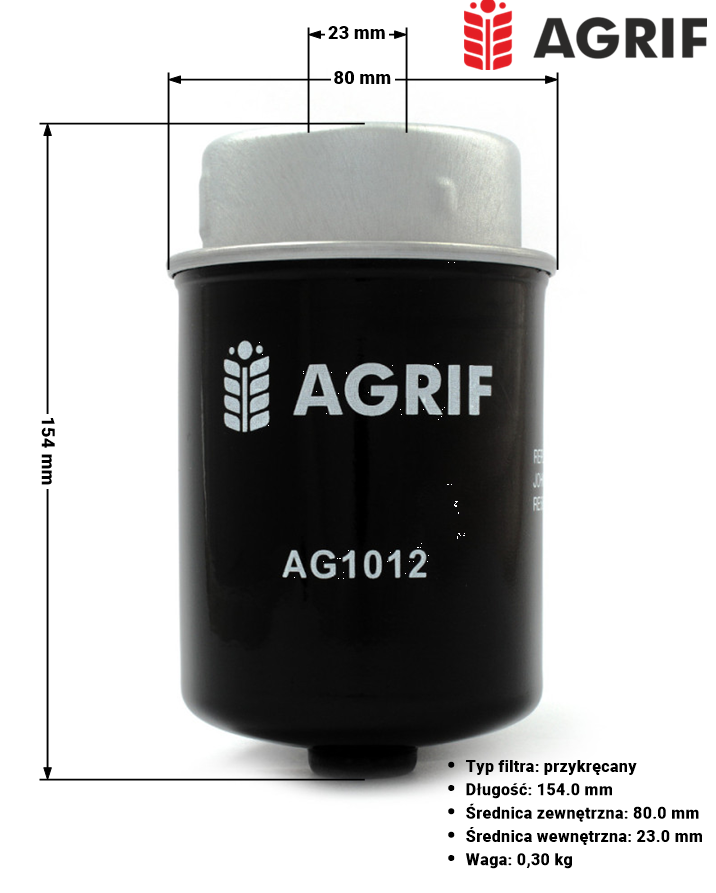 Filtr paliwa Agrif AG1012 — zamiennik | poltechparts.pl