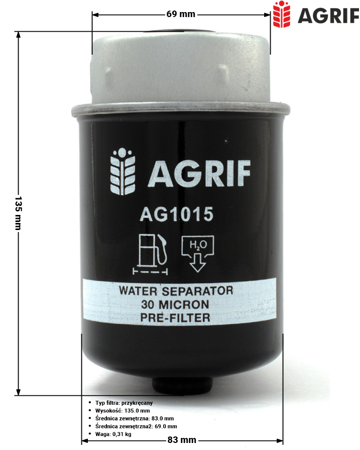 Filtr paliwa Agrif AG1015 — zamiennik | poltechparts.pl