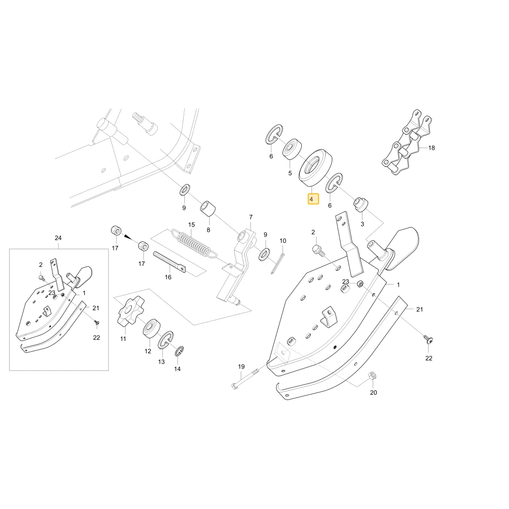 Rolka łańcucha korzenia zbioru KIOTI C7320-71141