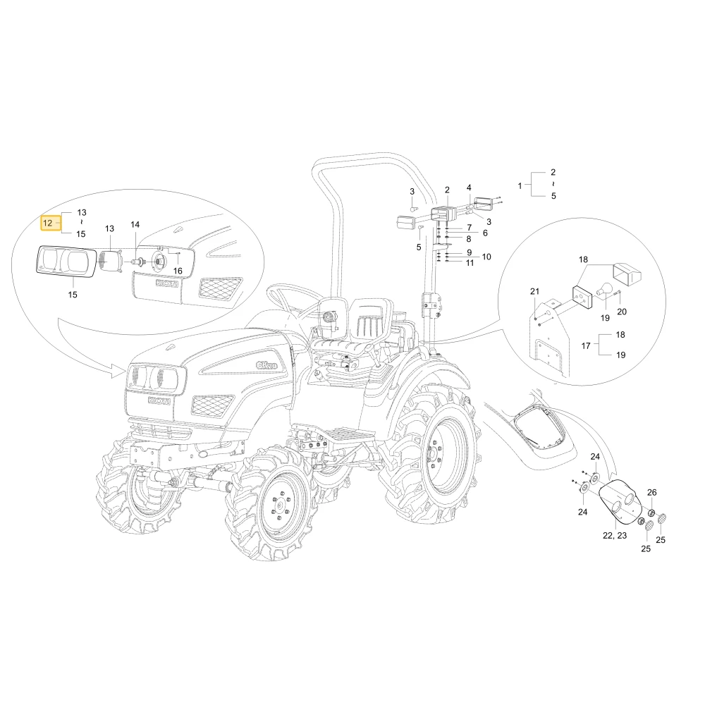 Reflektor przedni KIOTI T2350-69561