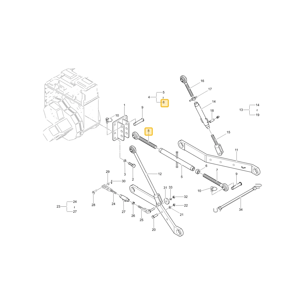 Złącze górnego lewego łącznika KIOTI T2350-71231