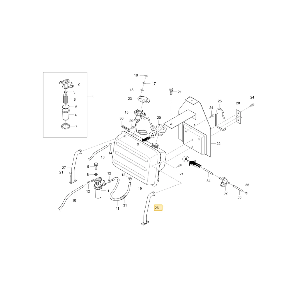 Podpora lewego zbiornika KIOTI T2350-81161