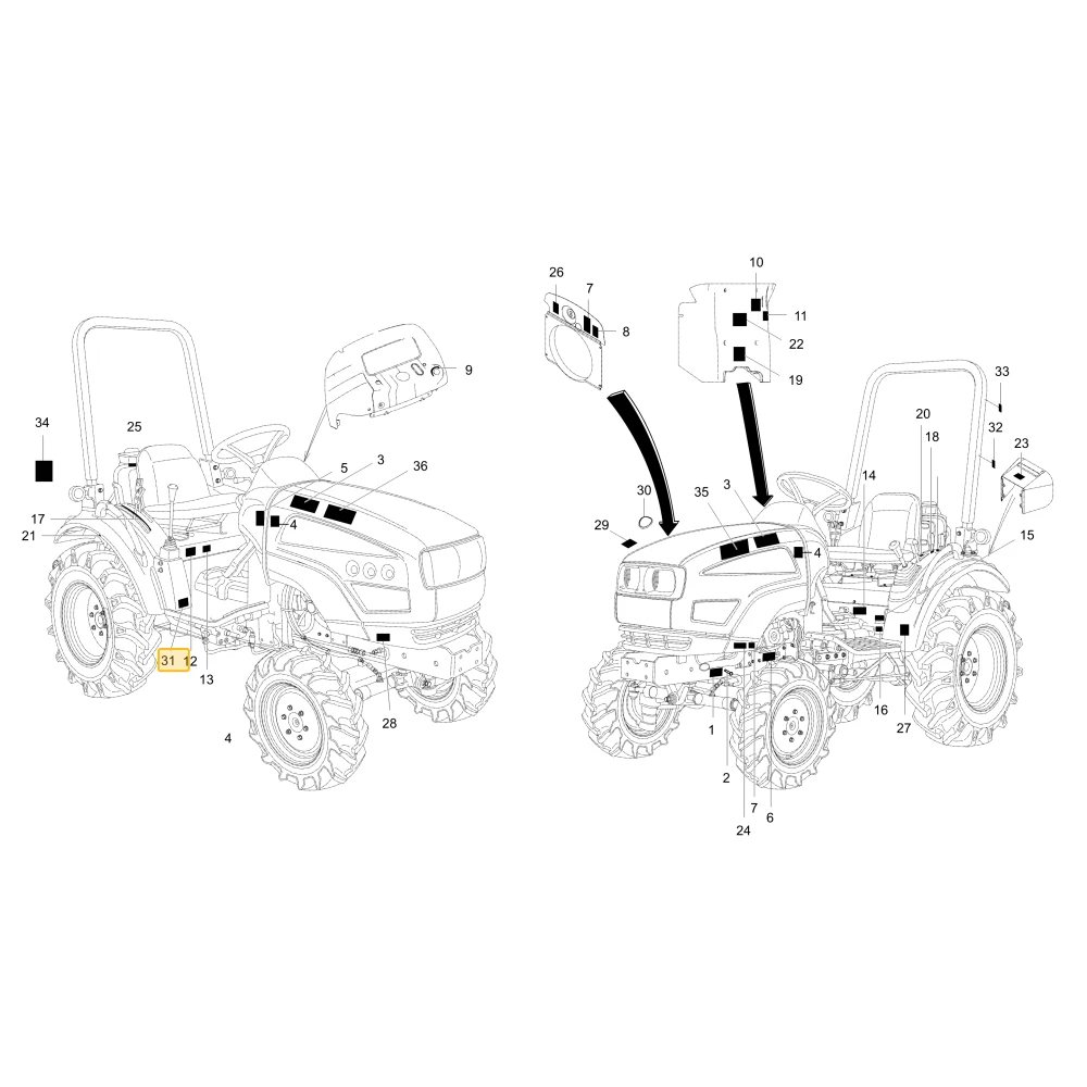 Naklejka HST Use KIOTI T2360-50151