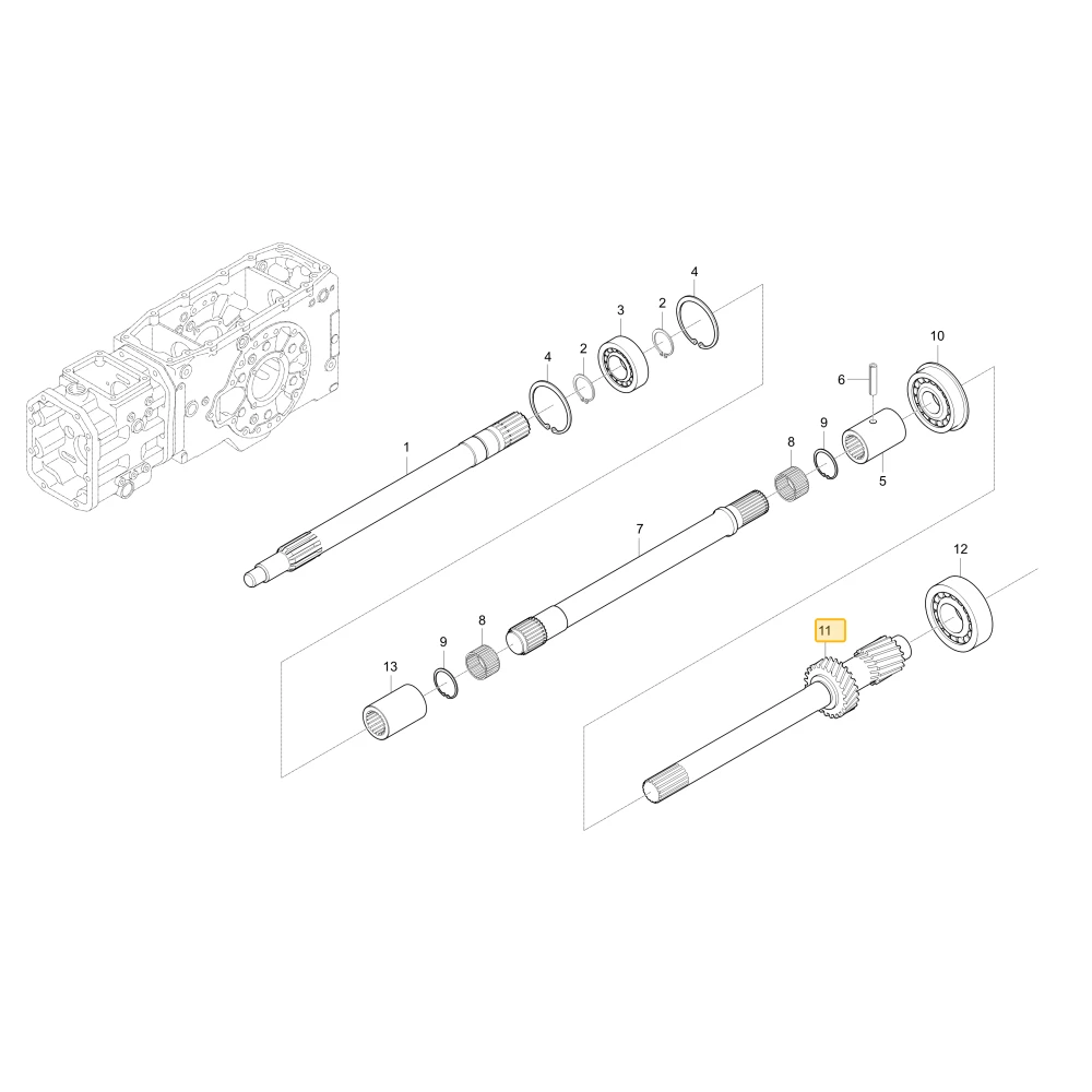 Wał koła zębatego 12 16 KIOTI T2445-25212