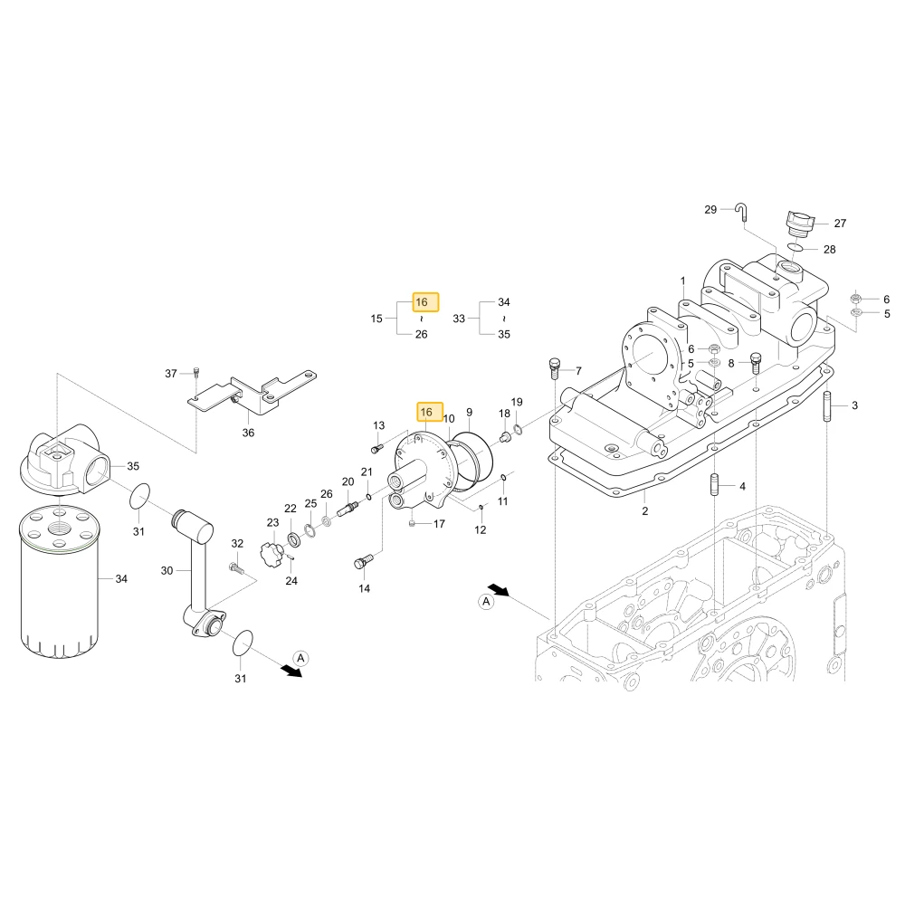 Pokrywa siłownika hydraulicznego KIOTI T2540-37215