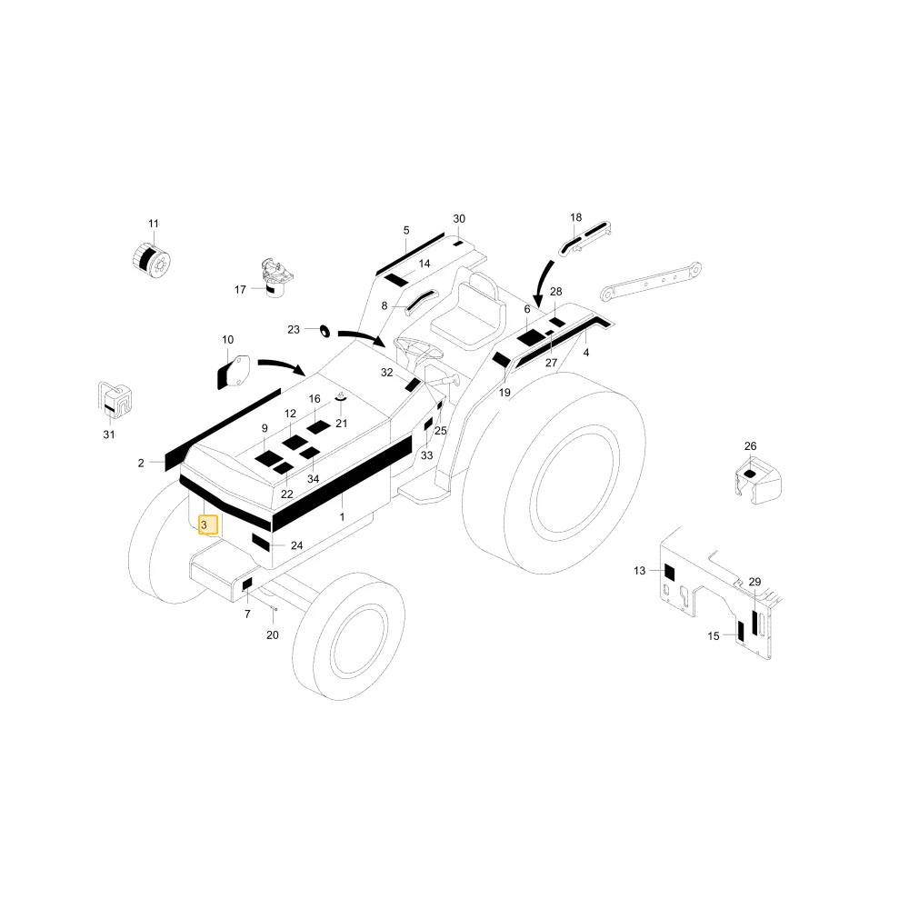 Naklejka przednego modelu KIOTI T2540-50362