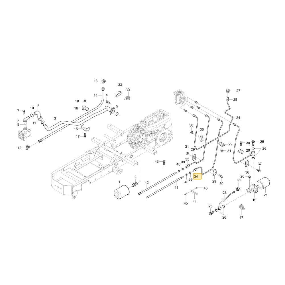 Rurka hydrauliczna L KIOTI T2555-36023