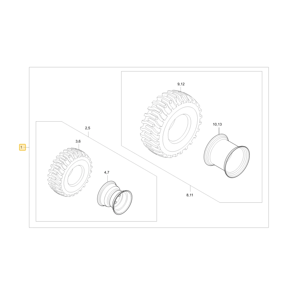 Komplet kół przemysłowych 18x8,5-10 przd i 26x12,00-12 tył KIOTI T2555-A03000301