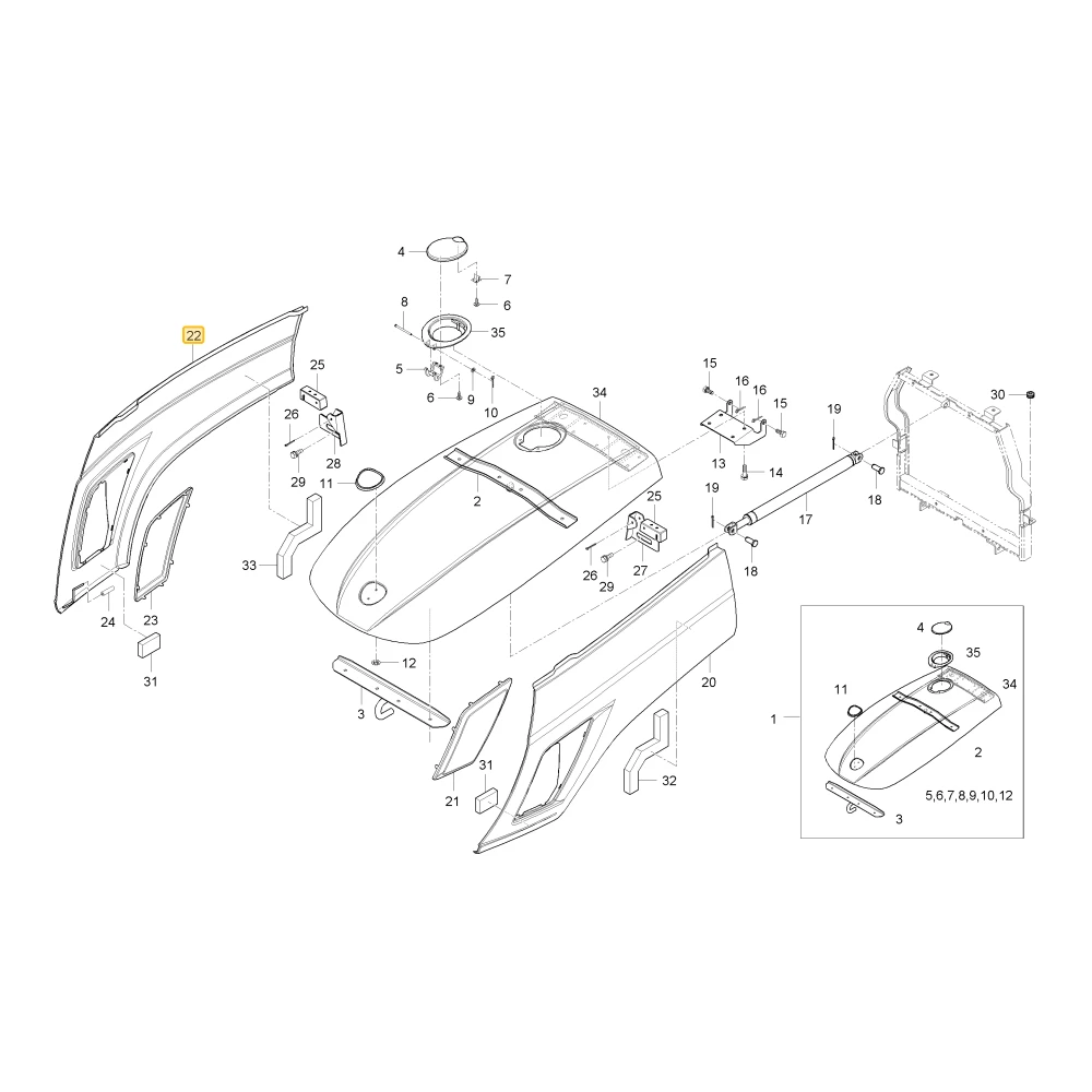 Prawa pokrywa boczna KIOTI T2660-50863AB