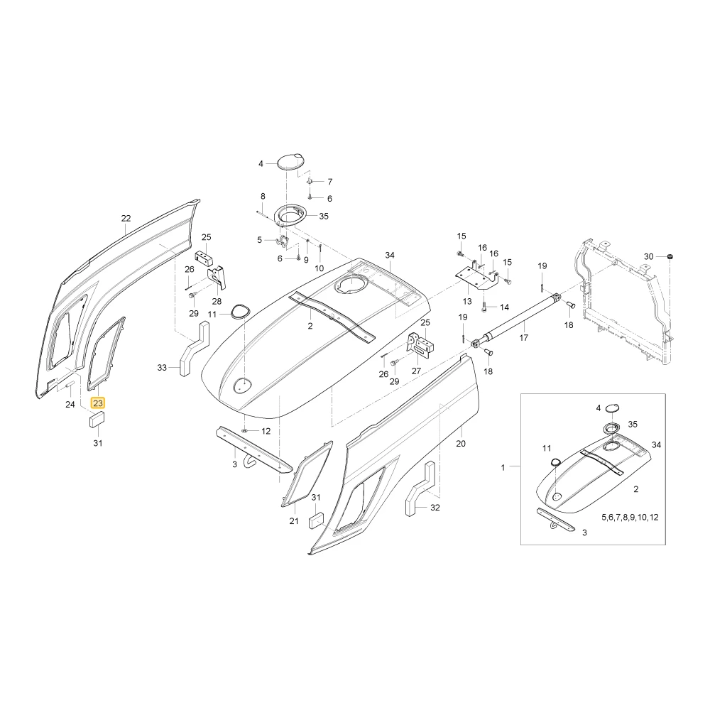 Prawy grill KIOTI T2660-50873