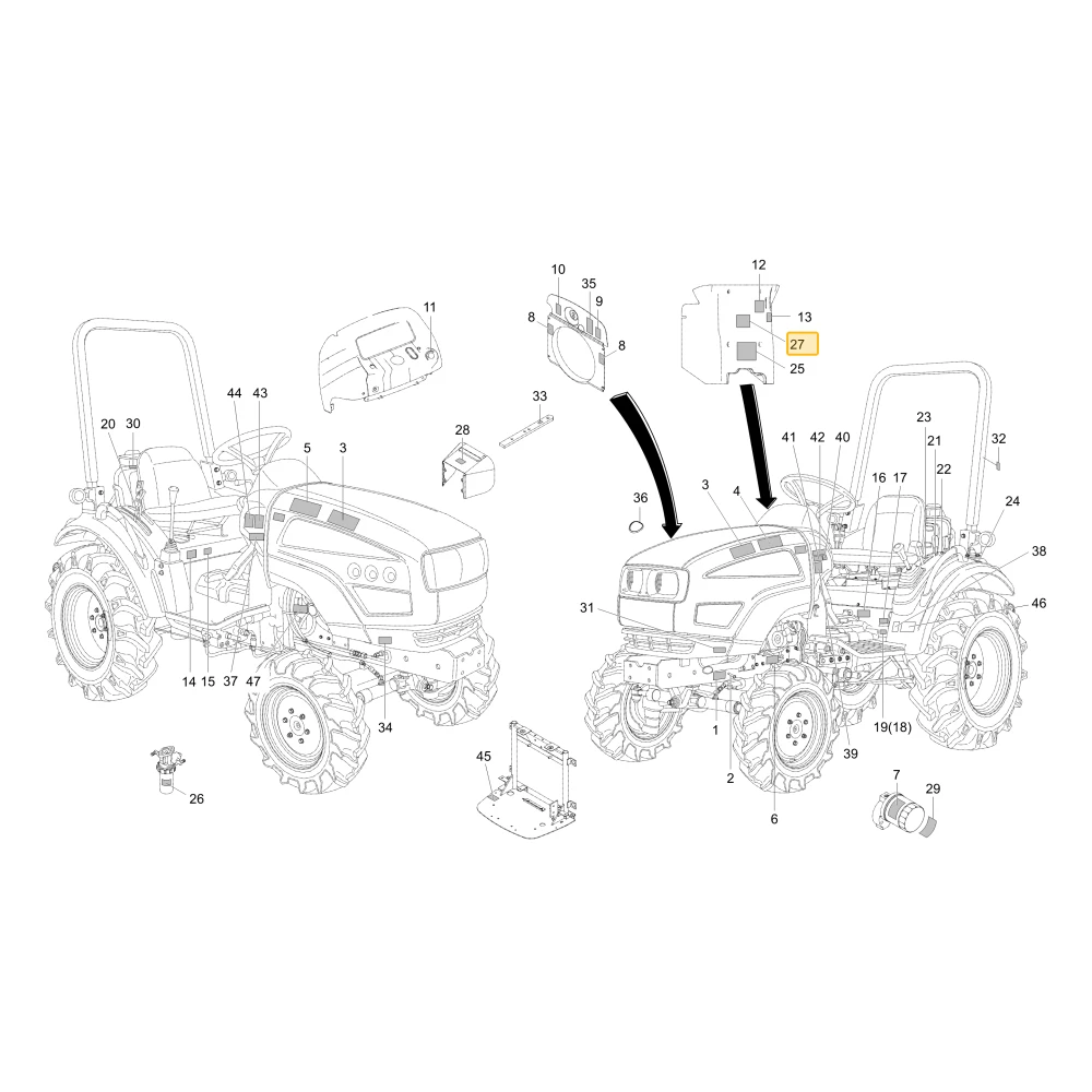 Naklejka napędowa bezpieczeństwa KIOTI T4025-58551