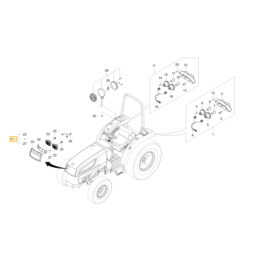Reflektor przedni KIOTI T4025-68901WE