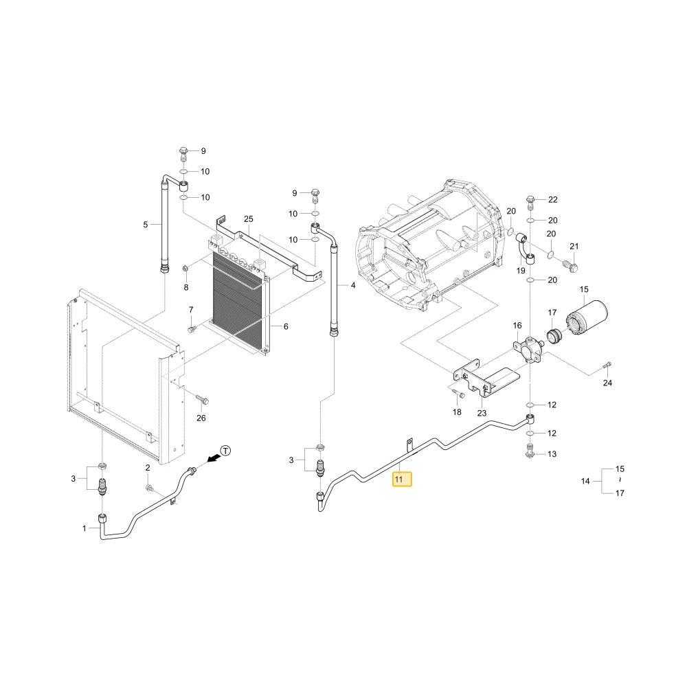 Rurka chłodzenia 2 KIOTI T4145-37143