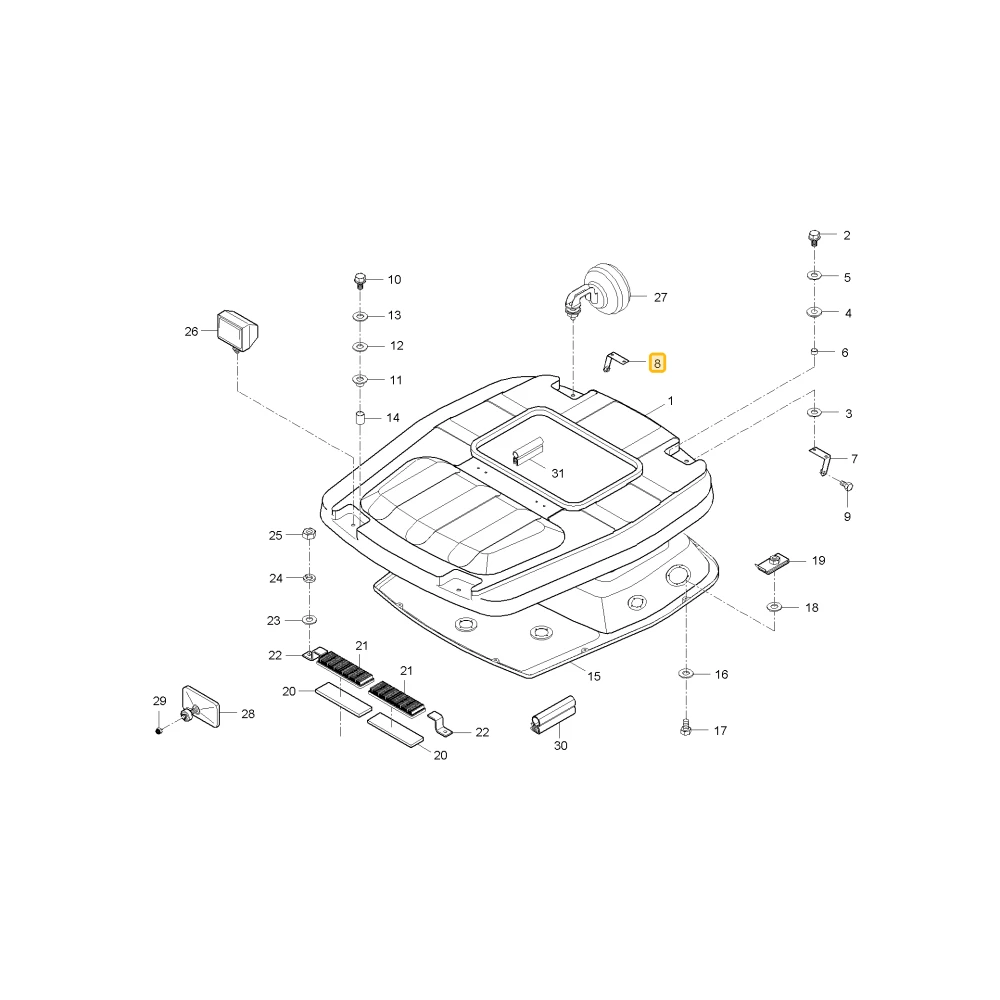 Wspornik prawego zawiasu dachu KIOTI T4620-50491