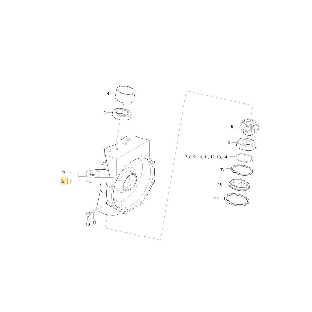 Obudowa przedniej prawej osi KIOTI T4635-43646