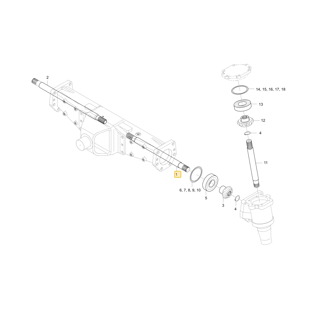 Wał lewego koła zębatego mechanizmu różnicowego KIOTI T4682-43211