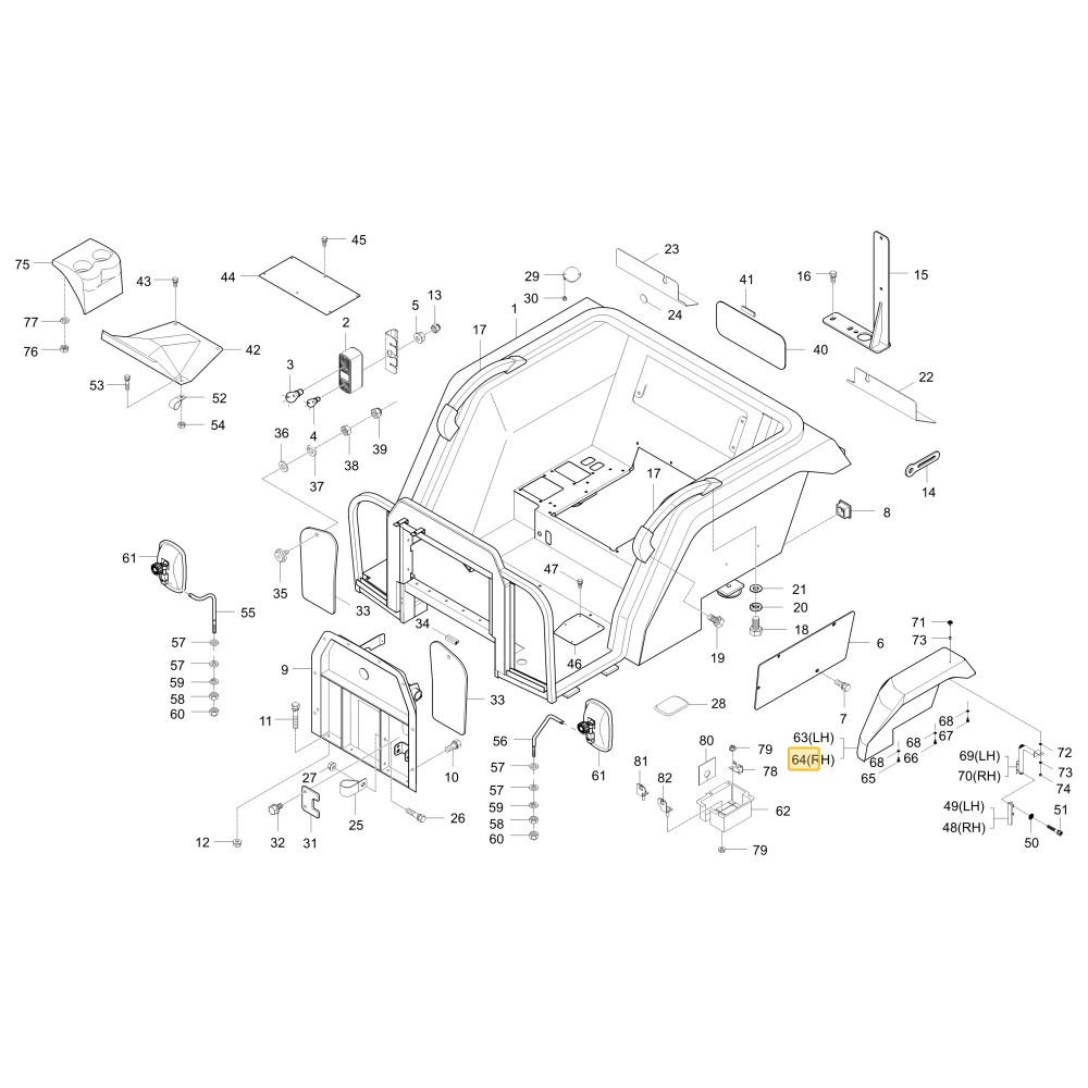 Prawy błotnik ROPS KIOTI T4686-84031