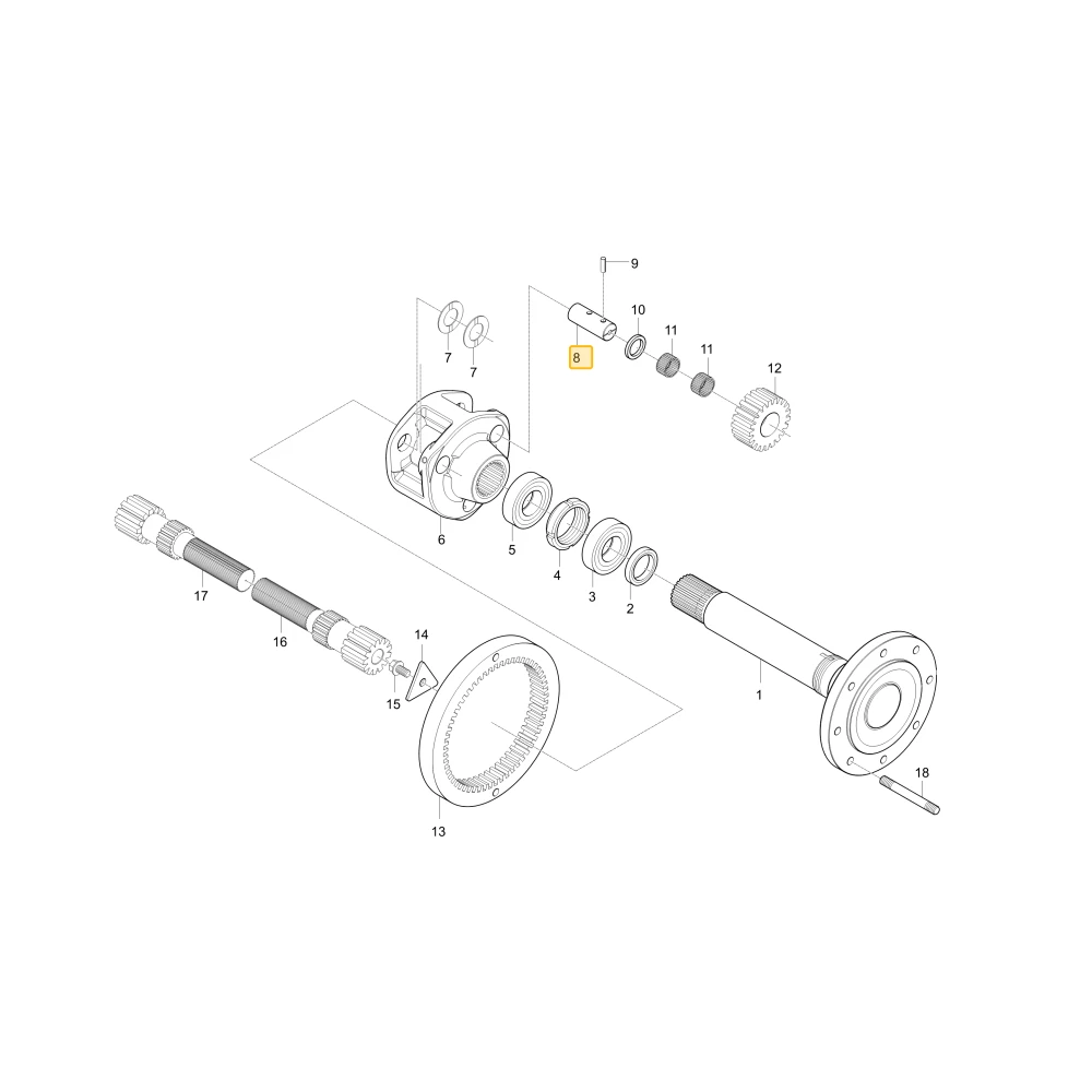 Wał koła zębatego planetarnego KIOTI T4850-26381