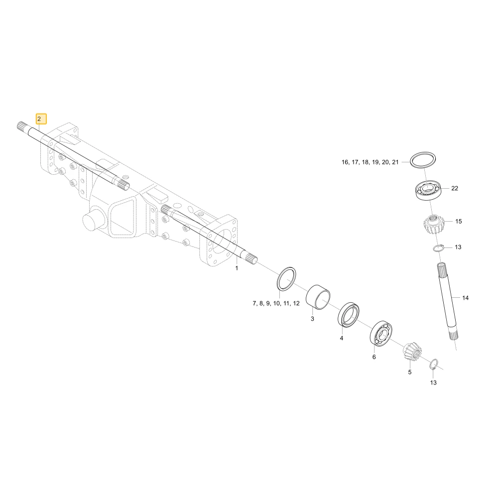 Wał lewego koła zębatego mechanizmu różnicowego KIOTI T4857-43211