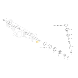 Wał prawego koła zębatego mechanizmu różnicowego KIOTI T4870-43222