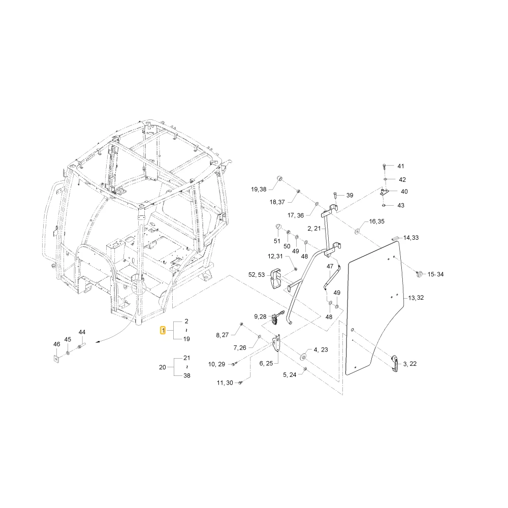 Drzwi lewej kabiny KIOTI T4930-82593