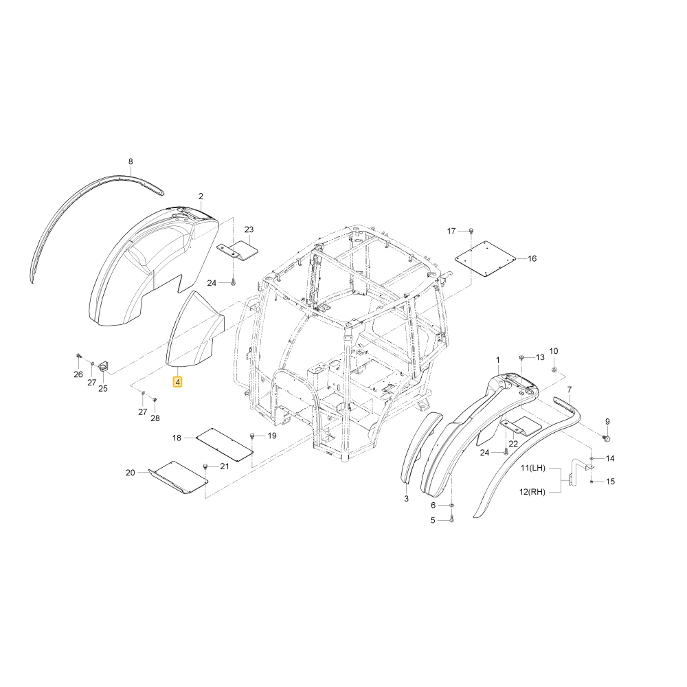 Wewnętrzny prawy błotnik Material KIOTI T4930-83212