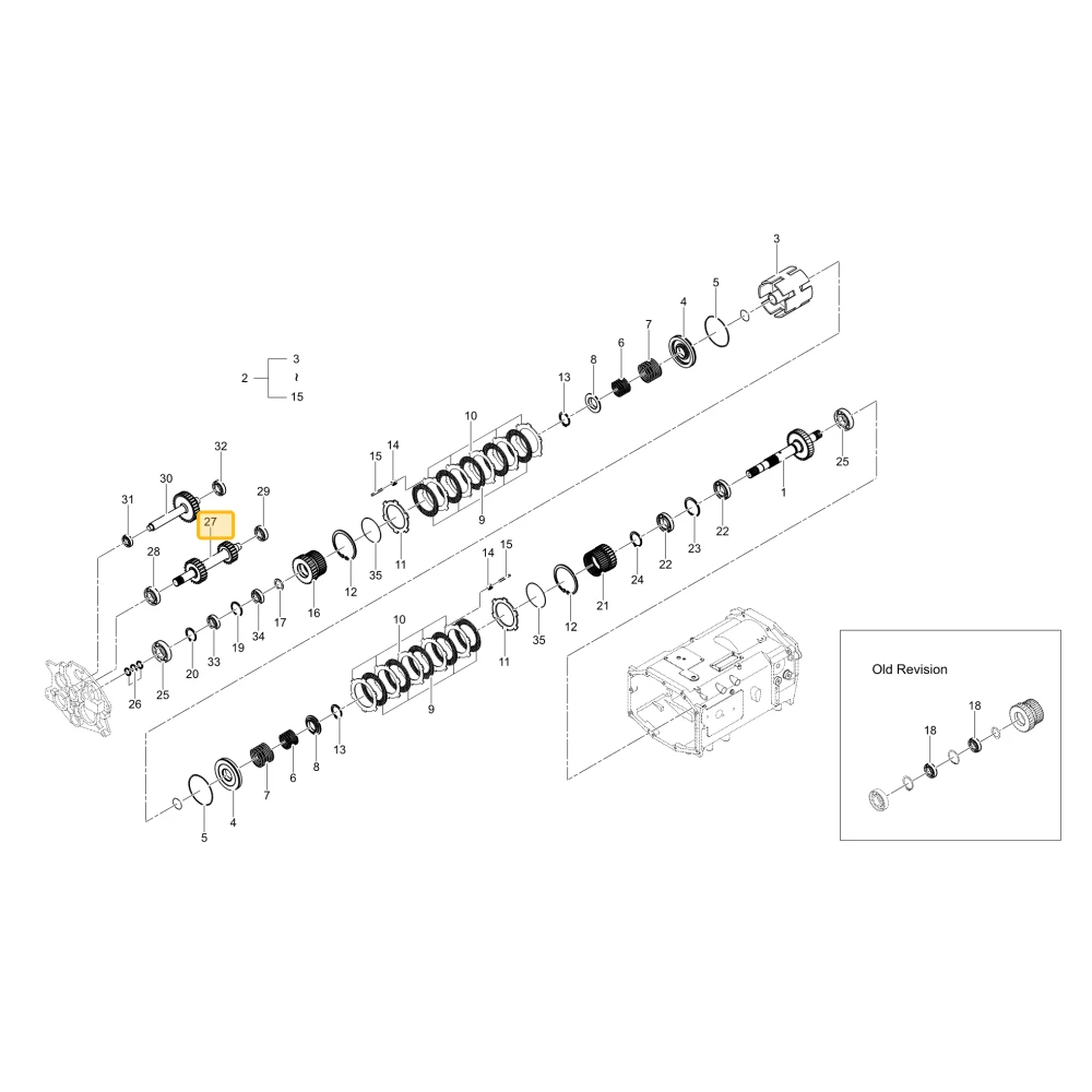 Wał koła zębatego 23 21 KIOTI T5220-22635
