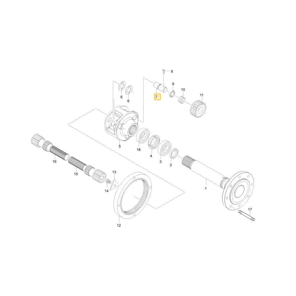 Wał koła zębatego planetarnego KIOTI T5310-26382