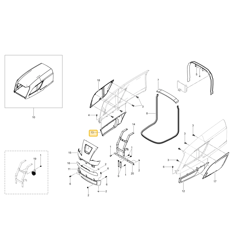 Grill prawej maski LWR, KIOTI T5525-51532