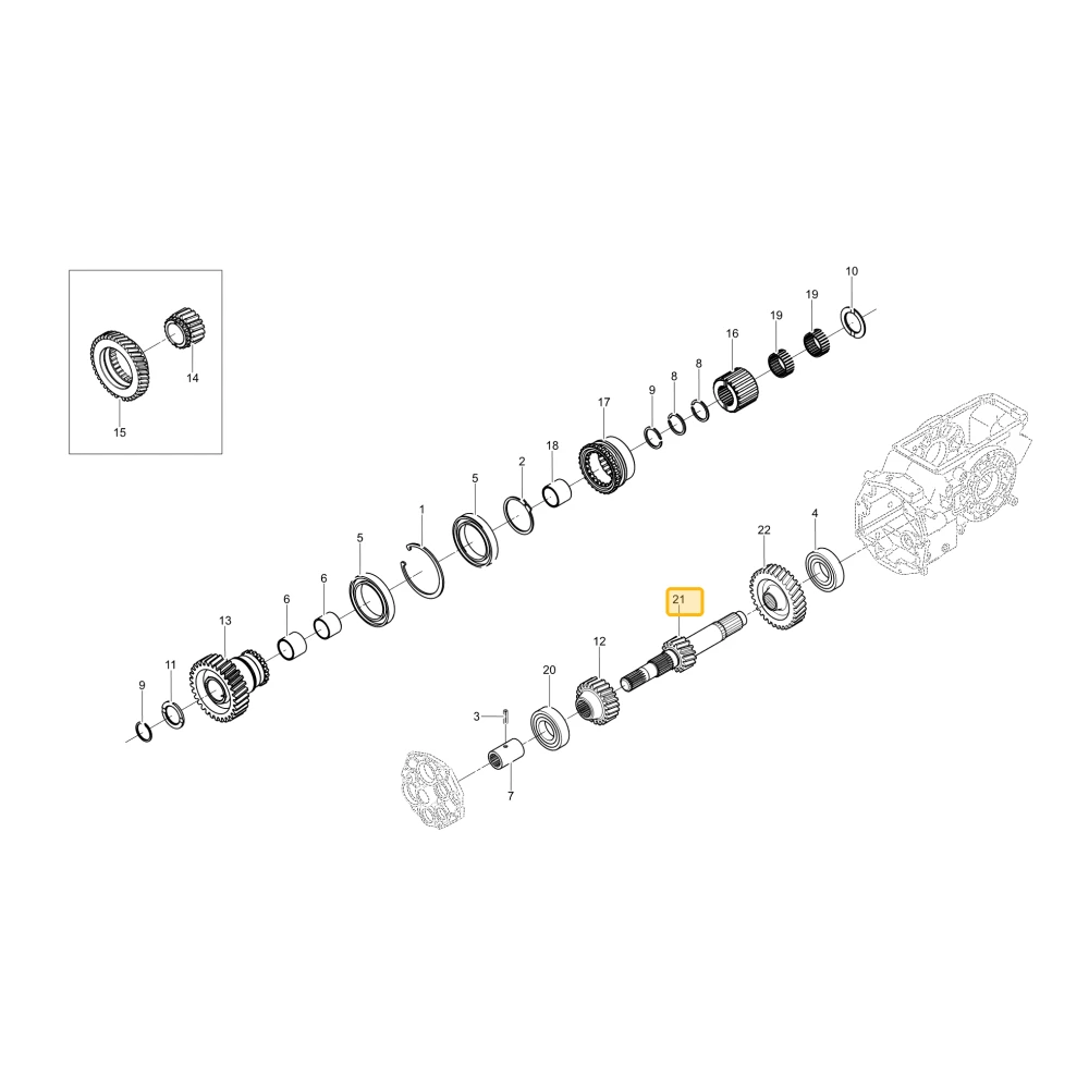 Wał koła zębatego 16 KIOTI T5535-22111