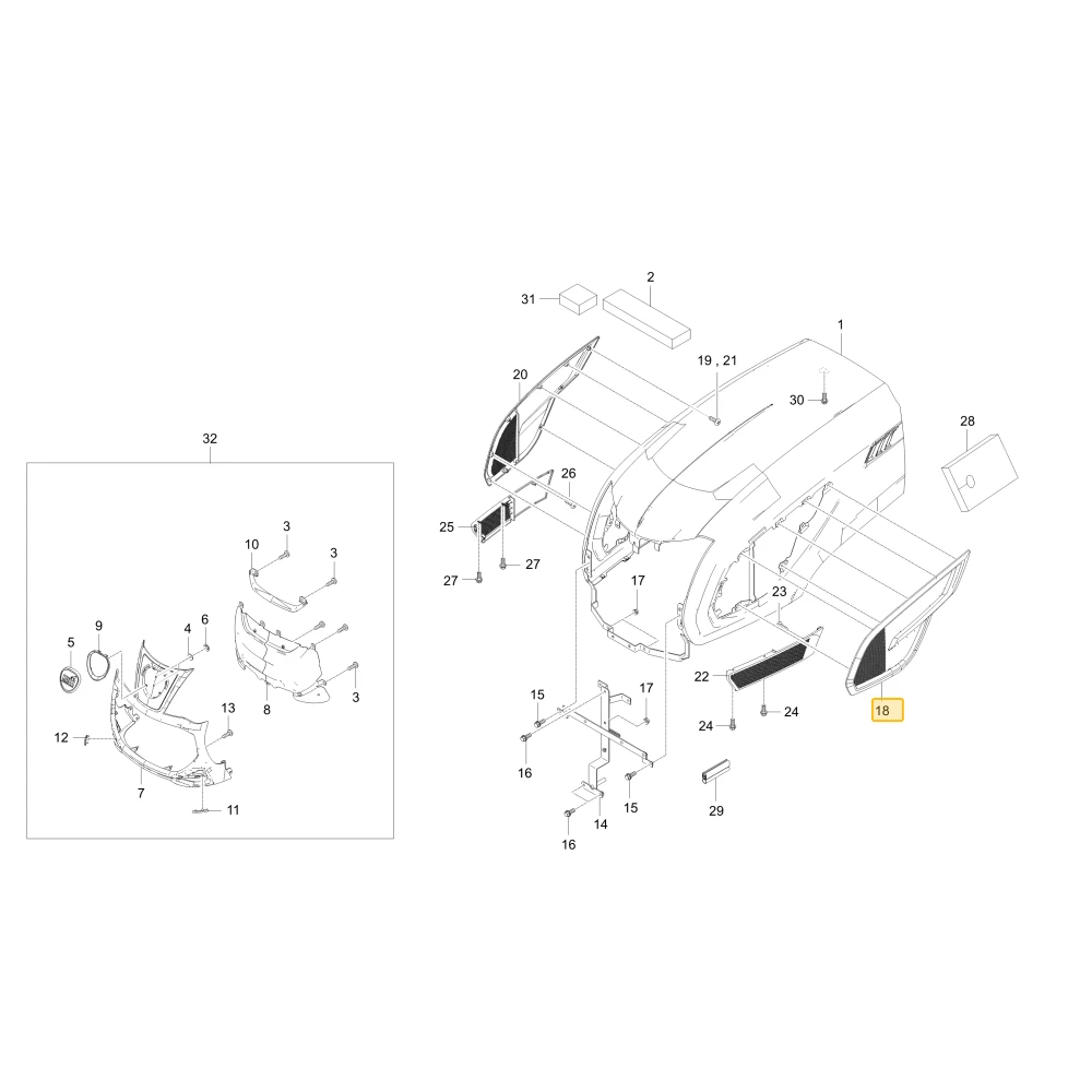 Lewy grill boczny KIOTI T5718-51032