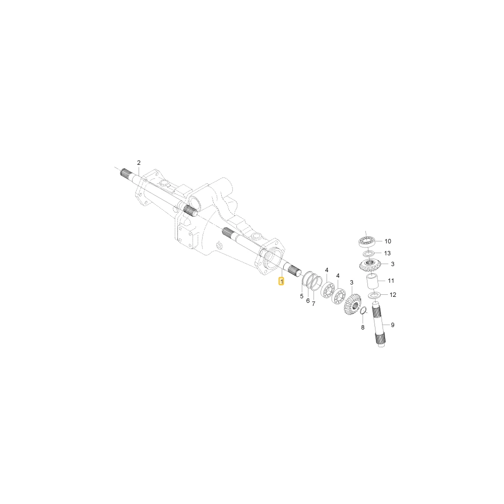 Wał lewego koła zębatego mechanizmu różnicowego KIOTI T8101-75091