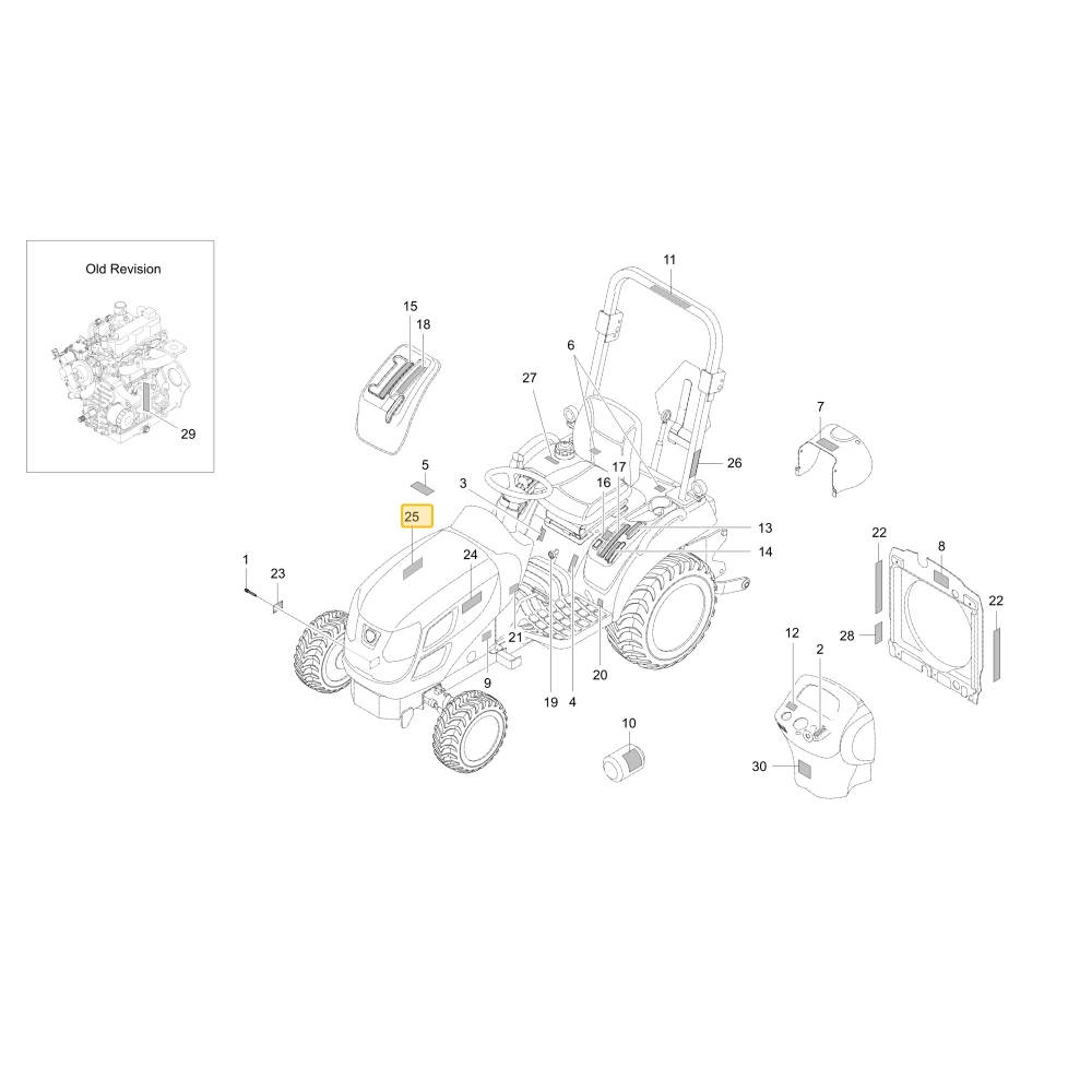 Naklejka prawego modelu CS2510 KIOTI TB26-0017A