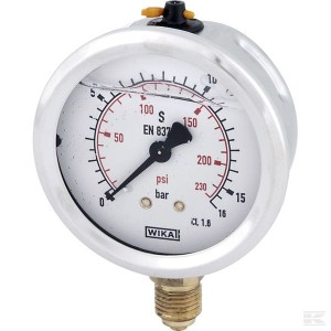Manometr glicerynowy Ø63 mm, 16 bar, przyłącze dolne 1/4" 