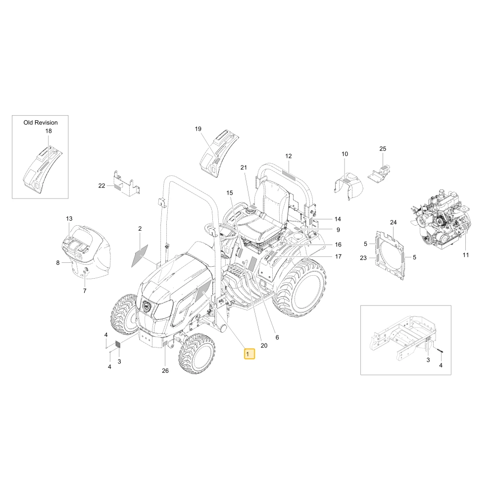 Naklejka lewego modelu CS2220 KIOTI TB36-0561A