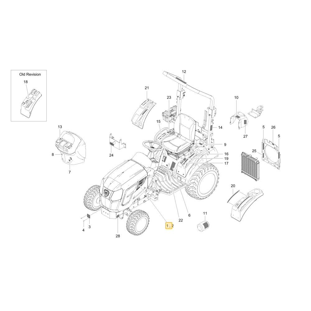 Naklejka lewego modelu CS2220S KIOTI TB36-0563A