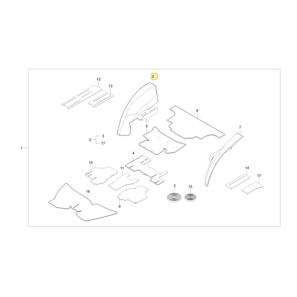 Wewnętrzny prawy błotnik Material KIOTI TC26-0285B