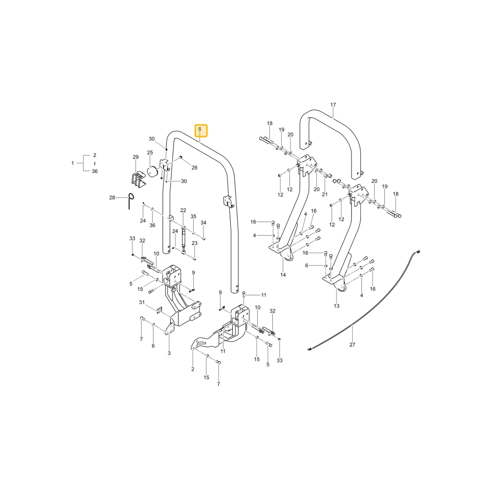Przedni ROPS Us KIOTI TC26-1569A