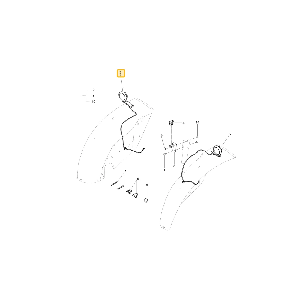 Przednia prawa lampa robocza LED KIOTI TD25-0179A