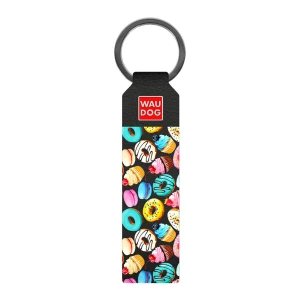 WAUDOG Design brelok do kluczy z wzorem "Pączki", naturalna skóra (szerokość 20 mm, długość 95 cm) czarny