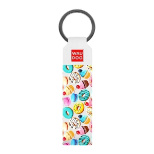 WAUDOG Design brelok do kluczy z wzorem "Pączki", naturalna skóra (szerokość 20 mm, długość 95 cm) biały