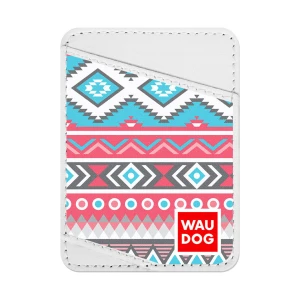 WAUDOG Design uchwyt na karty z wzorem "Etno", naturalna skóra (szerokość 70 mm, długość 95 cm) biały