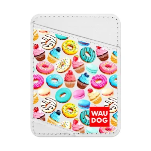 WAUDOG Design uchwyt na karty z wzorem "Pączki", naturalna skóra (szerokość 70 mm, długość 95 cm) biały