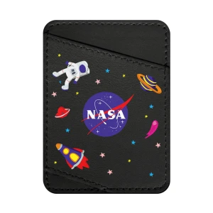 WAUDOG Design uchwyt na karty z wzorem "NASA", naturalna skóra (szerokość 70 mm, długość 95 cm) czarny